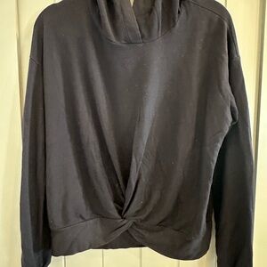 Black Twist-front Hoodie